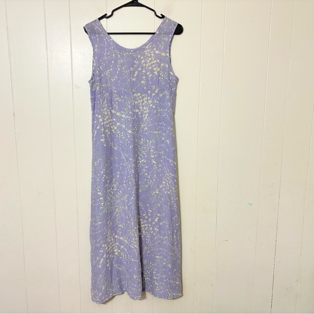 Flax Jeanne Engelhart Womens Purple Floral Sleeveless Maxi Dress Size S